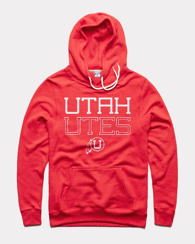 Single item design Utah Utes Stacked Red Hoodie