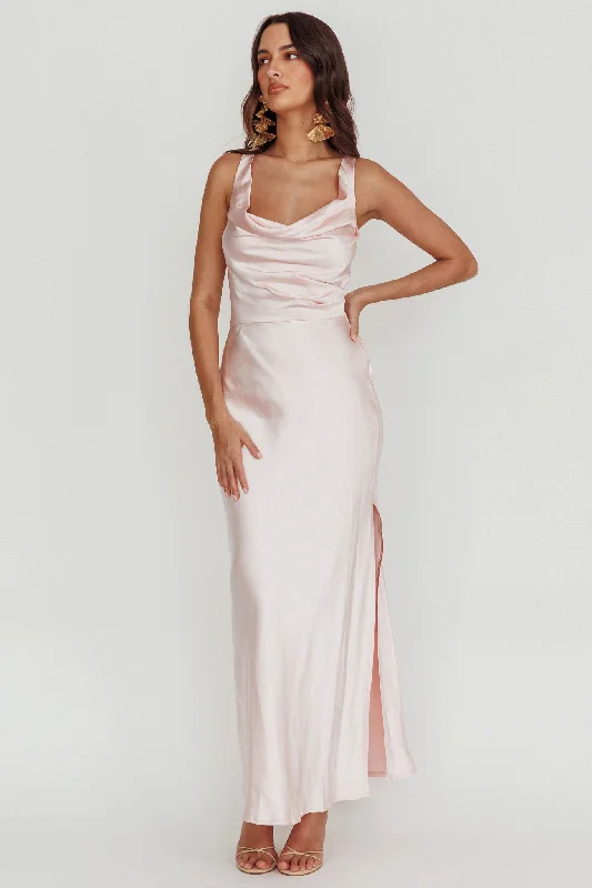 Comfortable and simple Sitara Tied Back Maxi Dress Blush