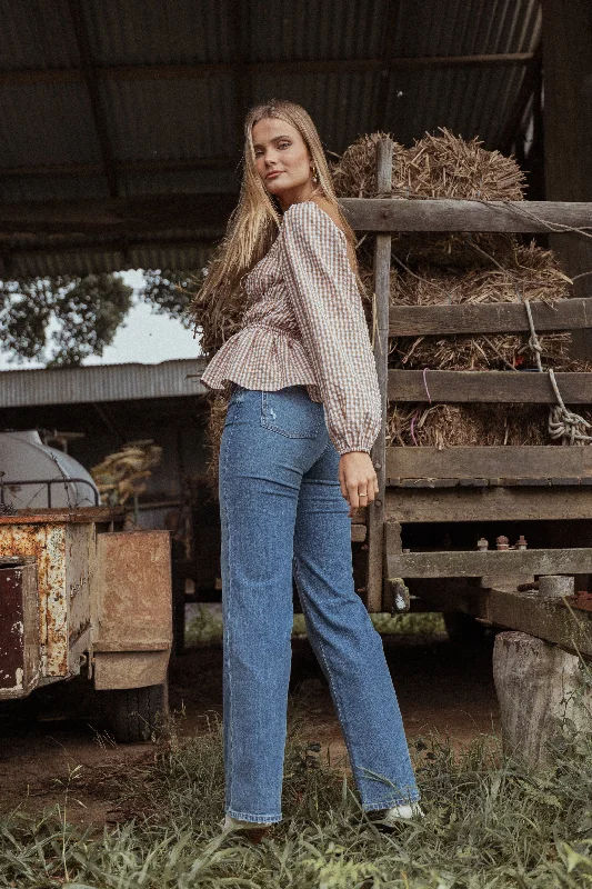 Round neck design Jolene Wide Leg Jeans - Reflecting