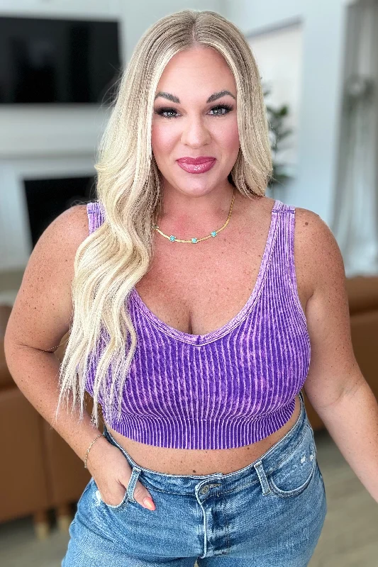 Boutique display When and Where Reversible Ribbed Cropped Tank in Purple