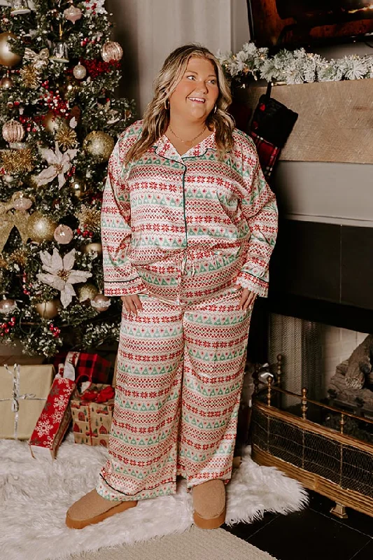 Sports Fitness Wear Christmas Morning Satin Pajama Pants Curves