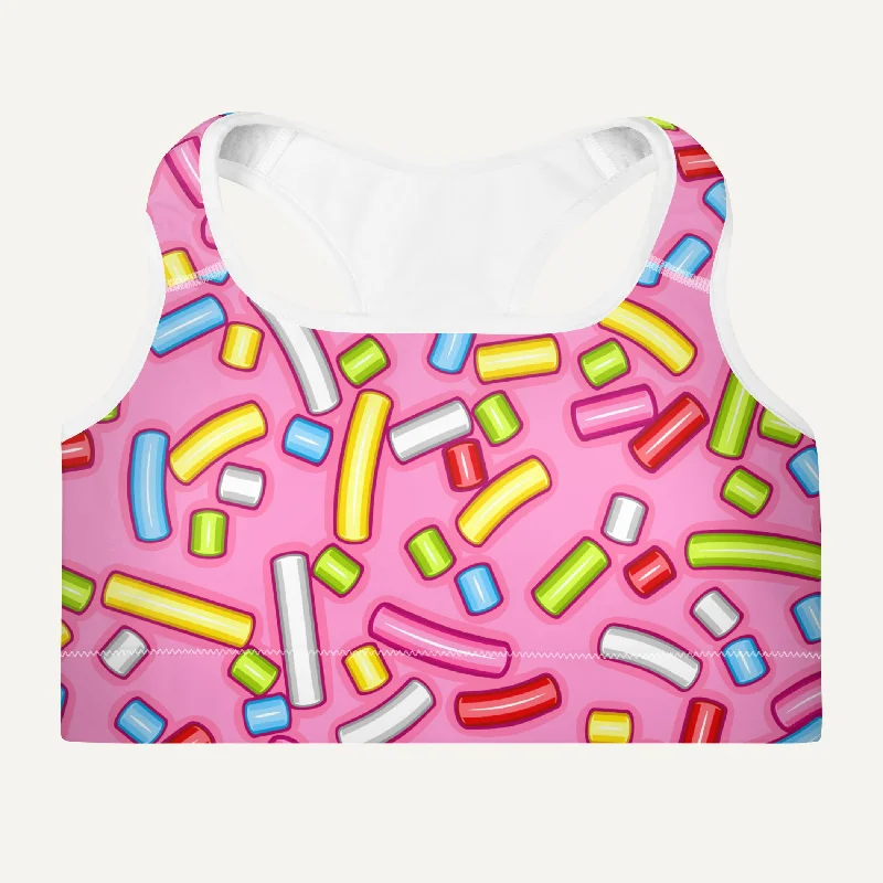Sweet breath Pink Donut Sprinkles Padded Sports Bra