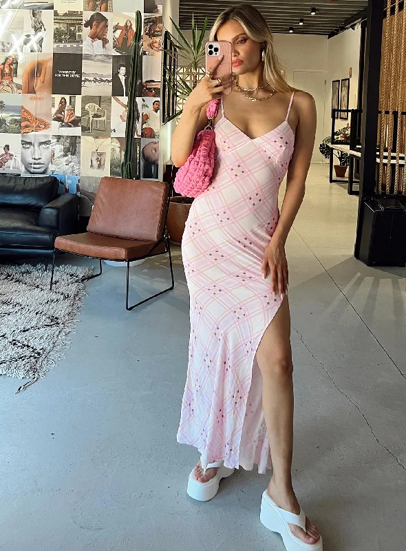 Hip-hop Style Amity Maxi Dress Pink Multi