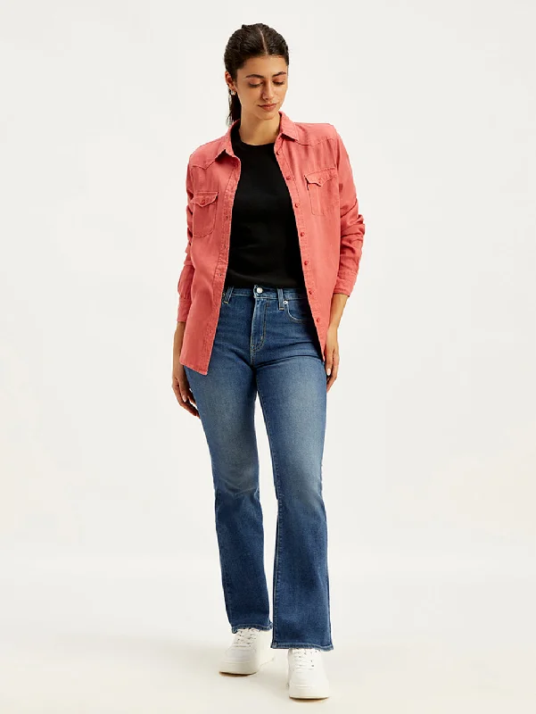 Cool Breeze At Night Women's High Rise 725 Slim Bootcut Fit Blue Jeans