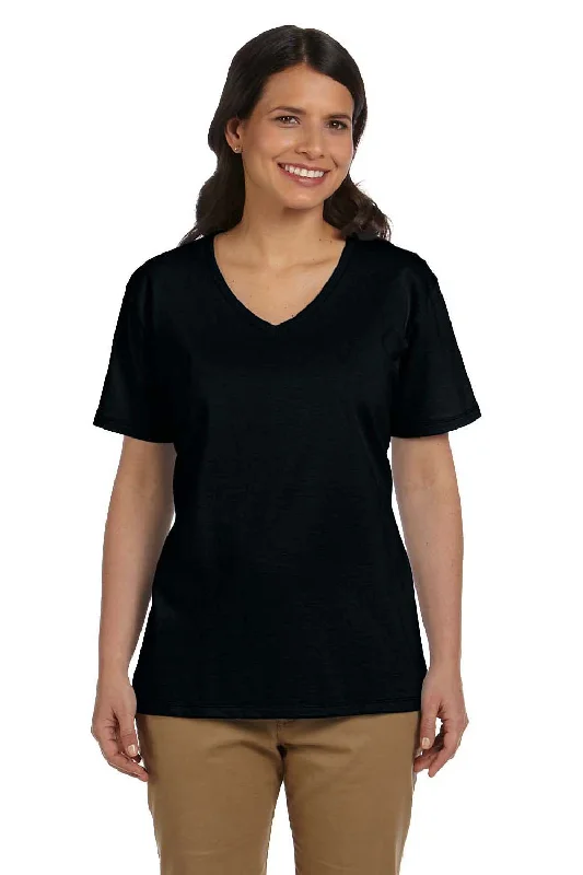 Elegant Style Hanes Womens ComfortSoft Short Sleeve V-Neck T-Shirt - Black - Closeout Elegant Style Hanes Womens ComfortSoft Short Sleeve V-Neck T-Shirt - Black - Closeout