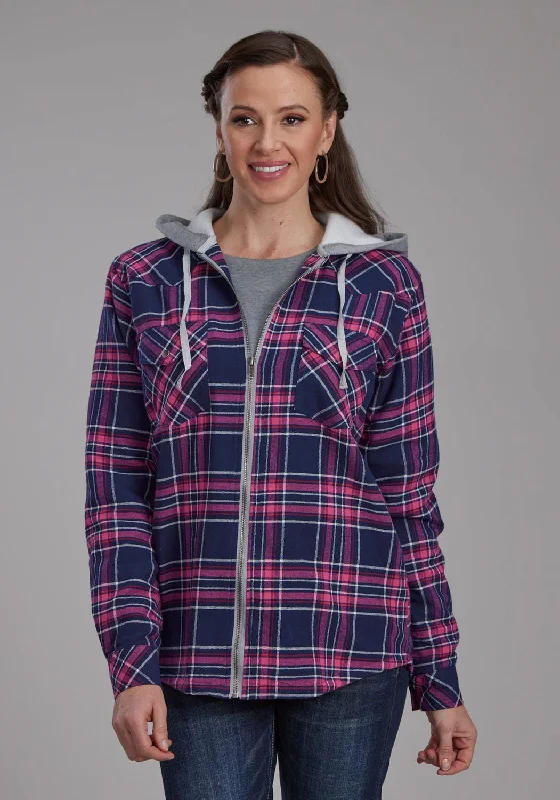 Trendy and versatile Roper Womens Thermal Lined Flannel Blue 100% Cotton Cotton Jacket