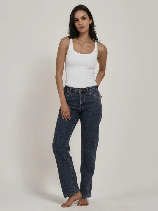 Fashion Style Rachel Mid Straight Jean - Worn In Blue