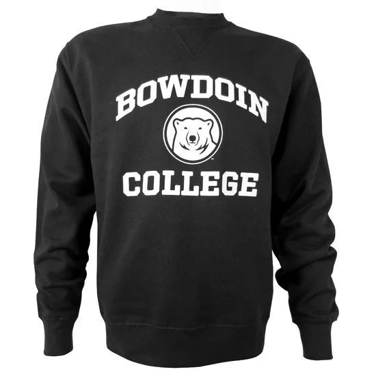 Round neck design Big Cotton Crew with Bowdoin College & Bear Medallion