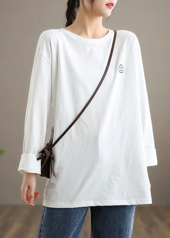 Street Style Suit Elegant O Neck Linen Spring Blouse Fabrics White Smiling Face Blouse Street Style Suit Elegant O Neck Linen Spring Blouse Fabrics White Smiling Face Blouse