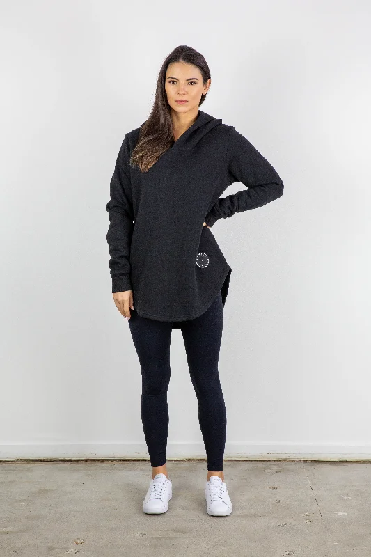 High waist design ESSENTIAL HOODY BLACK