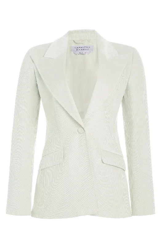Extra long version Leiva Blazer in Ivory Sea Island Cotton Corduroy