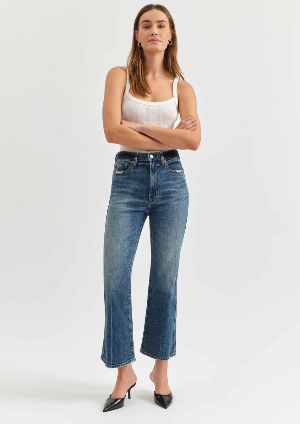Printed pattern The Soho High Rise Ankle Flare Denim by Daze Denim - Rush Hour
