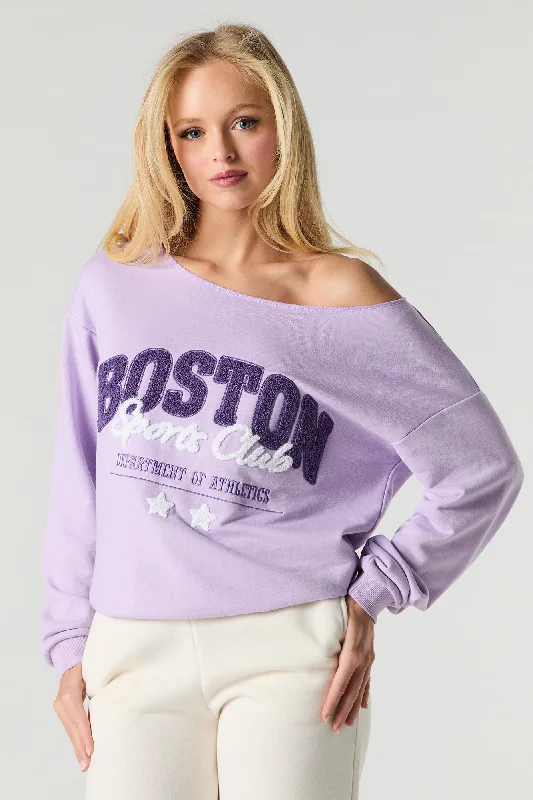 Minimal Style Off Shoulder French Terry Sweatshirt