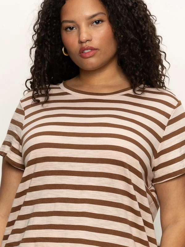 Retro Woolen Jacket The Perfect Tee Earth Pink / Sepia Stripe Extended Sizing