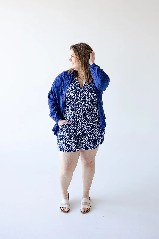 Mid-length Style TEXTURED BUTTON-UP IN SPACE BLUE