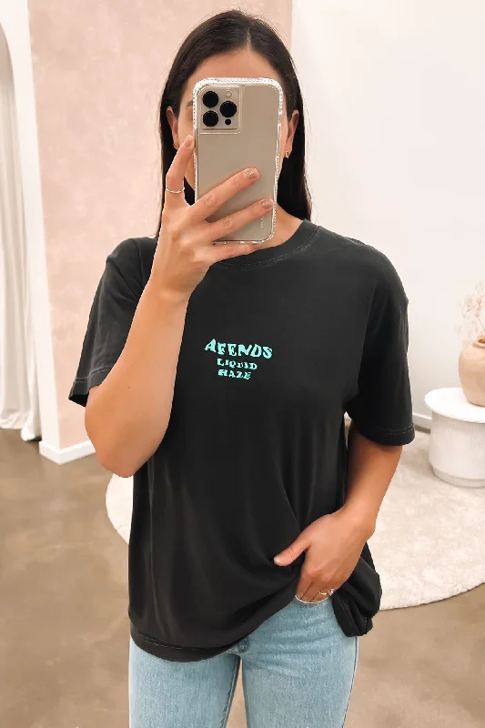 Street Casual Style Daze Slay Hemp Oversized Tee Stone Black