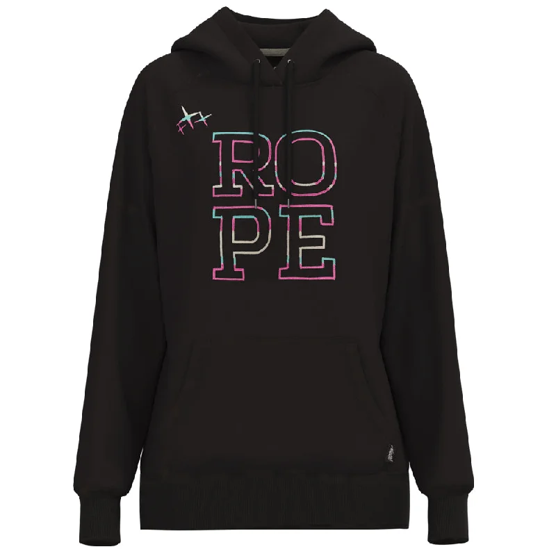 Windbreaker fashion "Rope Like A Girl" Black w/ Multi Color Logo Hoody