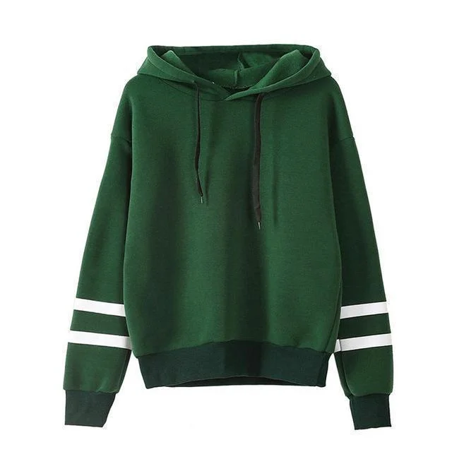 Sports Casual Style Autumn Women Hoodies Green