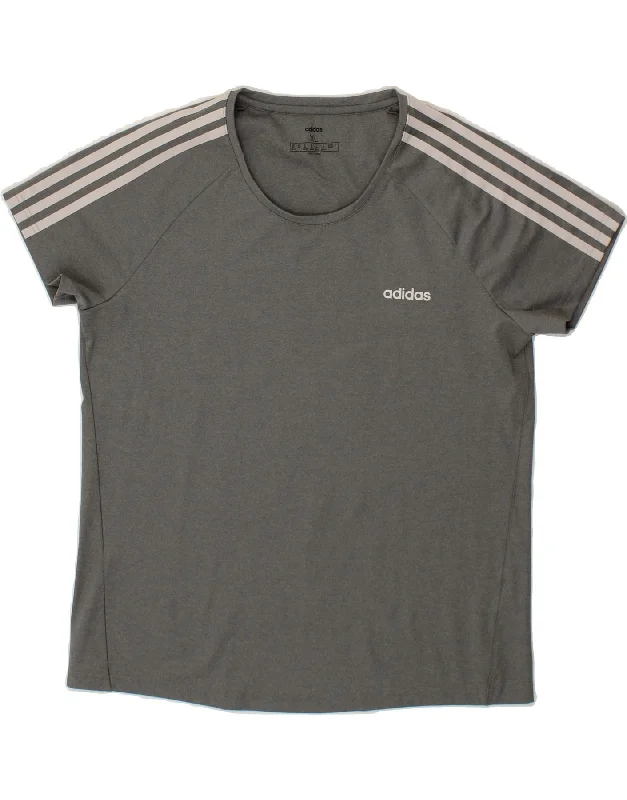 Printed pattern ADIDAS Womens Climalite T-Shirt Top UK 20/22 XL Grey Polyester