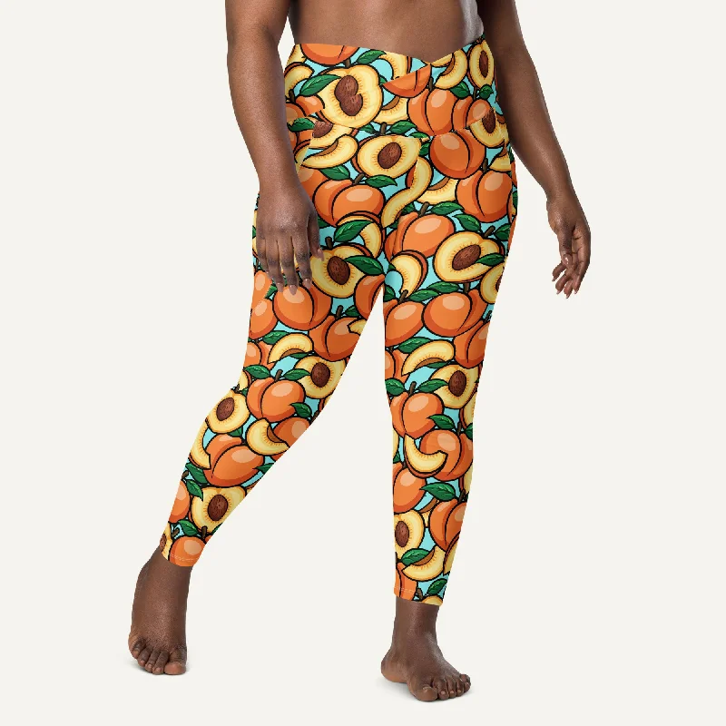 Elegant and noble Peaches Crossover Leggings With Pockets