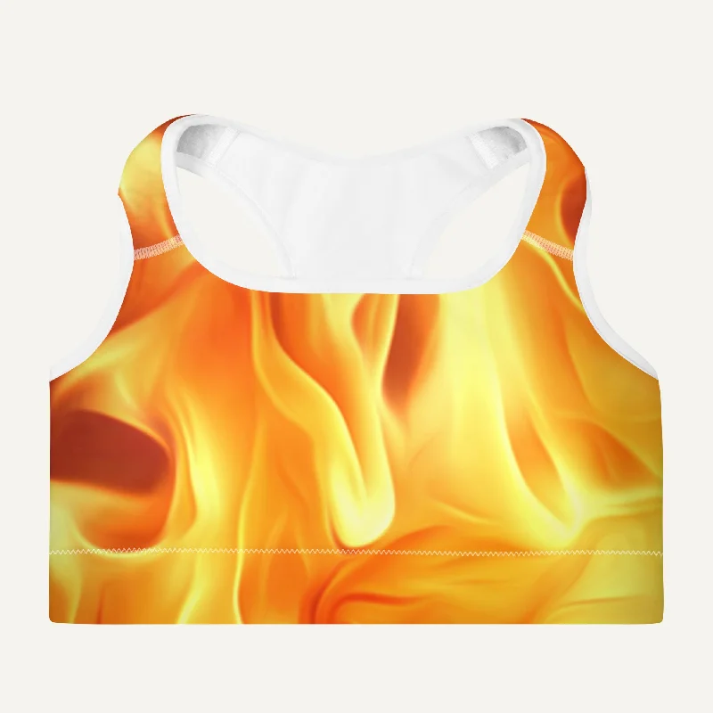 Street Letter Style Fire Padded Sports Bra