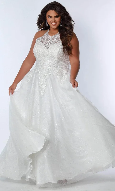Street Style Sydney's Closet SC7352 - Embroidered Halter Prom Gown