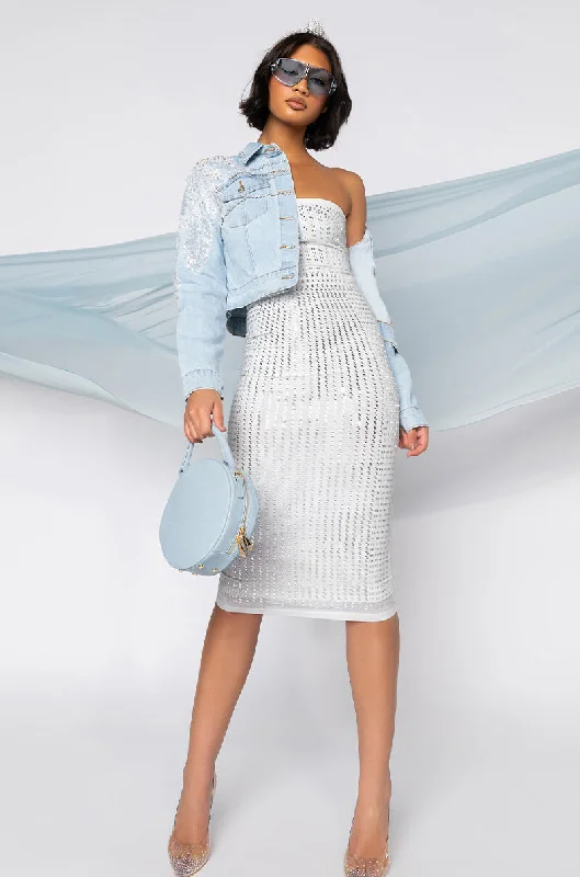 Exquisite workmanship WITH THE CURVES MIDI TUBE DRESS WHITE