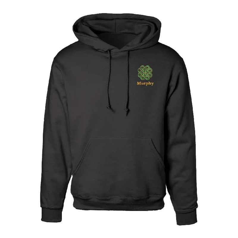Comfortable And Simple Celtic Clover Knot Embroidered Personalized Hoodie- Black