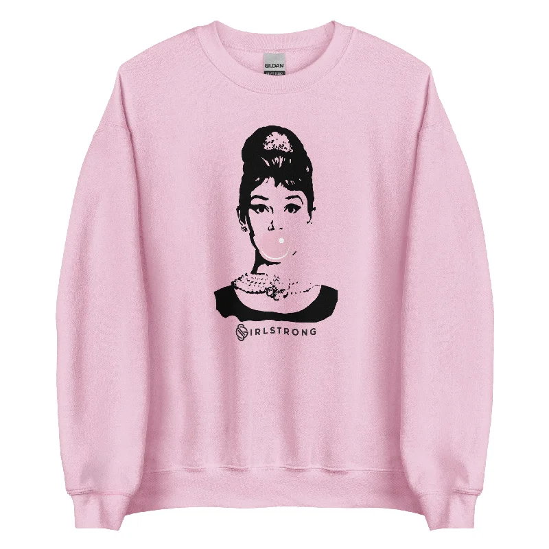 Sports Casual Style THE ESSENTIAL UNISEX SWEATSHIRT PINK AUDREY HEPBURN