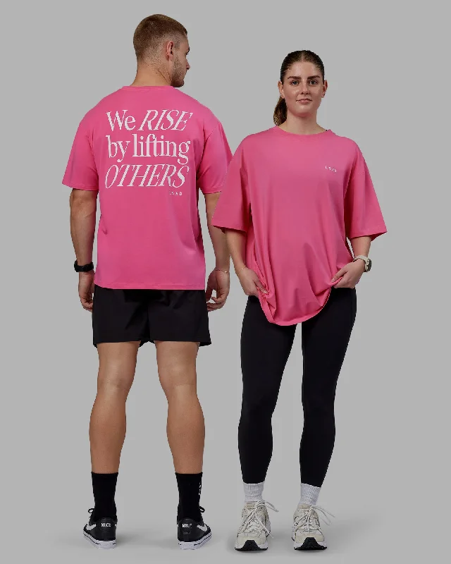 Sports Jumpsuit Unisex Lift-Up FLXCotton Tee Oversize - Carmine Rose-White