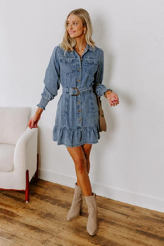Street Show-off Style Cappuccino Please Denim Mini Dress