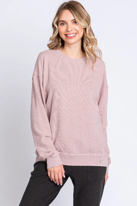 Short skirt design Light Pink Long Sleeve Top