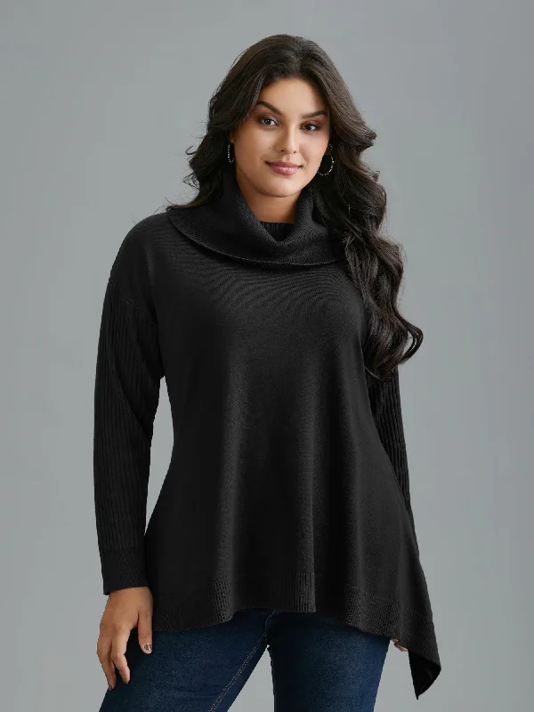 Printing decoration Supersoft Essentials Textured Drop Shoulder Turtleneck Pullover
