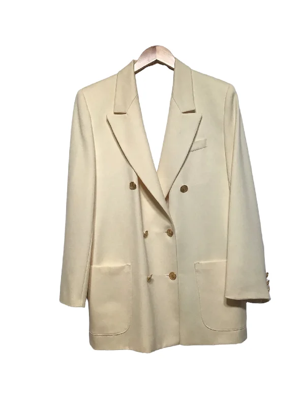 Warm and substantial Women’s Cream Blazer With Gold Details (Size XL)