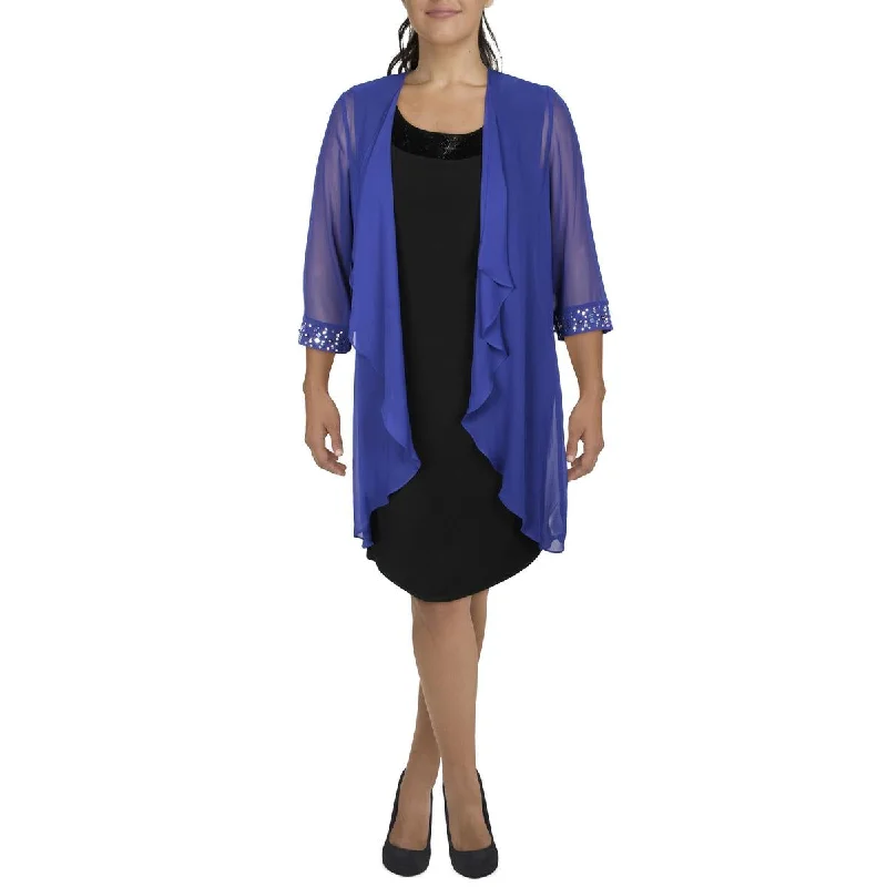 Simple research Ignite Evenings Womens Chiffon Embellished Duster Blazer