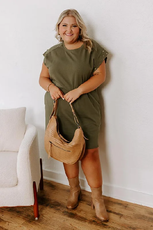 Street Style Suit Casual Couture Mini Dress in Olive Curves