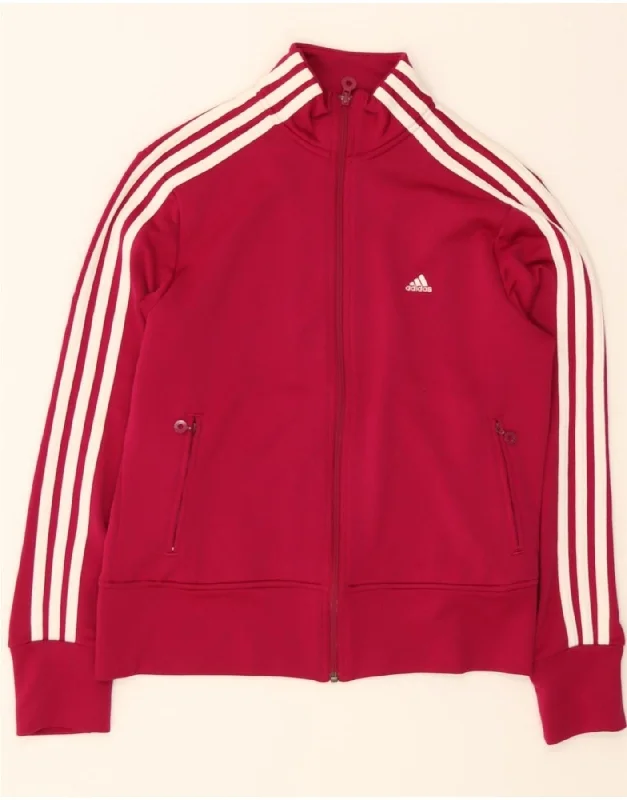 Hip-hop Style ADIDAS Womens Tracksuit Top Jacket UK 16 Large Burgundy Polyester