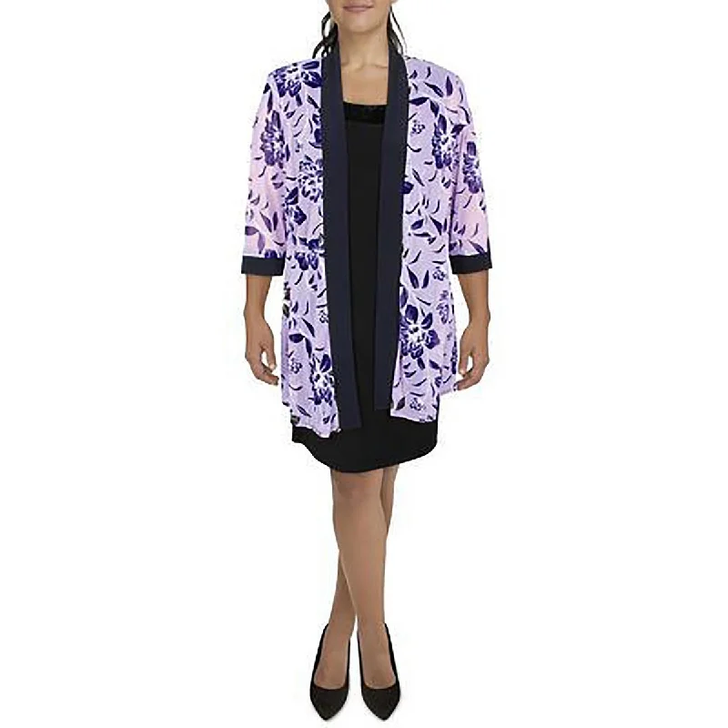 Single item design R&M Richards Womens Mesh Printed Duster Blazer