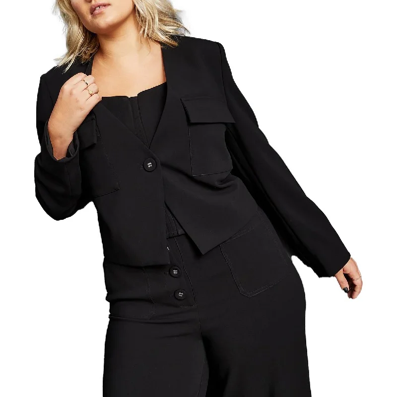 Fashionable and versatile Royalty By Maluma Womens Collarless Suit Separate One-Button Blazer