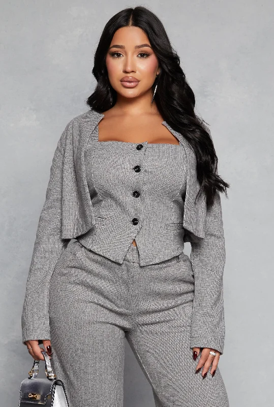 Customized Version Iris Houndstooth Cropped Blazer