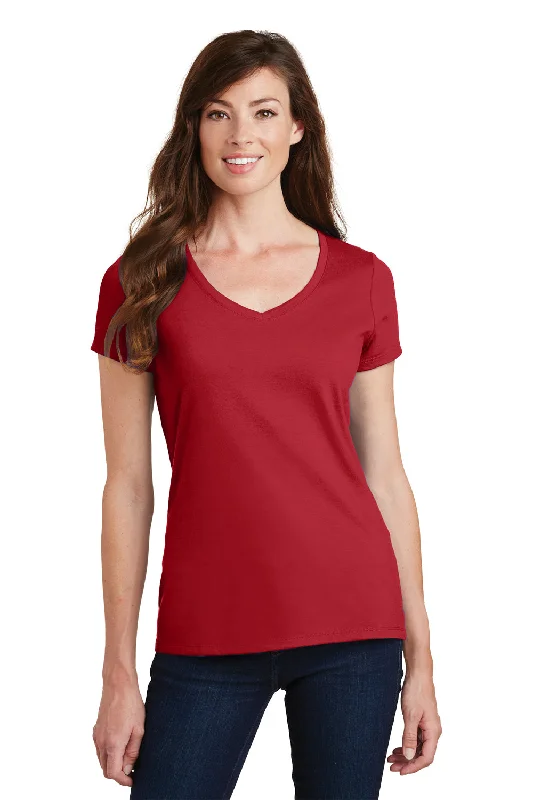 Mid-length Style Port & Company Womens Fan Favorite Short Sleeve V-Neck T-Shirt - Team Cardinal Red Mid-length Style Port & Company Womens Fan Favorite Short Sleeve V-Neck T-Shirt - Team Cardinal Red