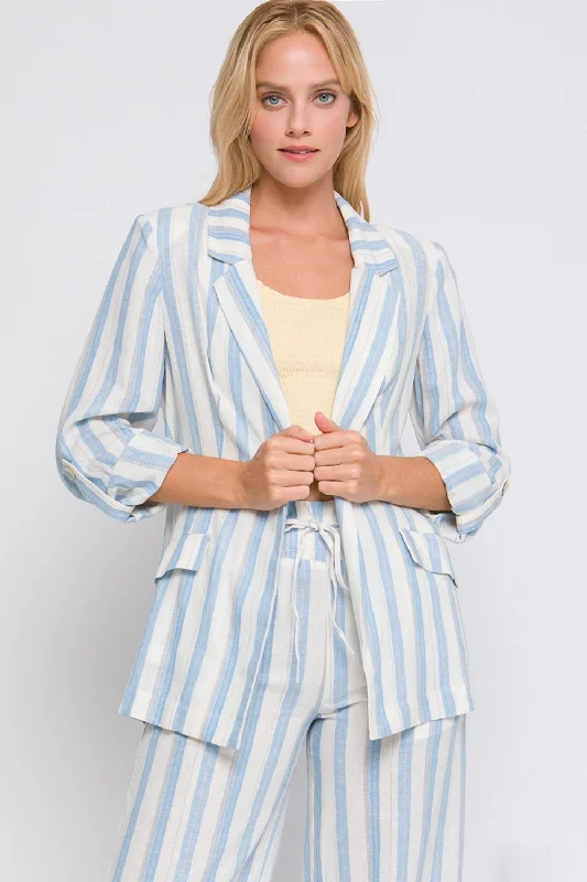 Sports Jumpsuit Love Tree Linen Woven Striped Blazer