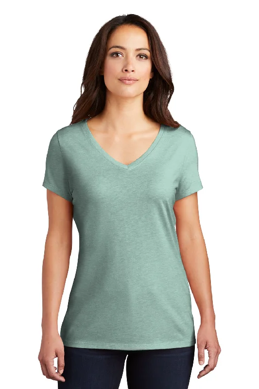 Retro Woolen Jacket District Womens Perfect Tri Short Sleeve V-Neck T-Shirt - Heather Dusty Sage