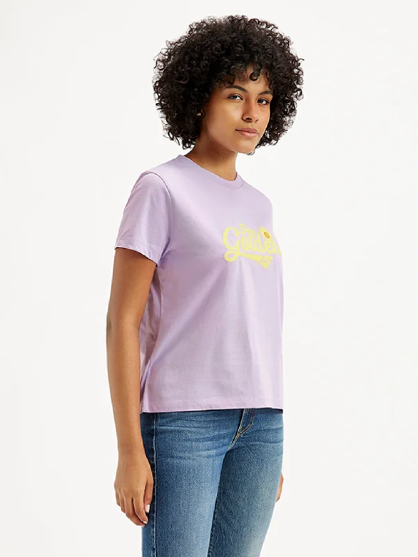 Leisure Travel Women's Brand Logo Regular Fit Crop T-Shirt