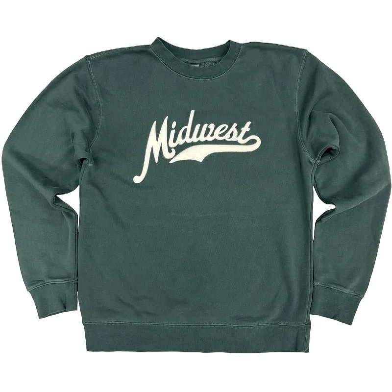 Trendy and versatile Midwest Script Felt Sweatshirt