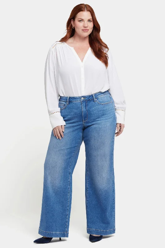 Elegant And Lazy Teresa Wide Leg Jeans In Plus Size - Water Canyon