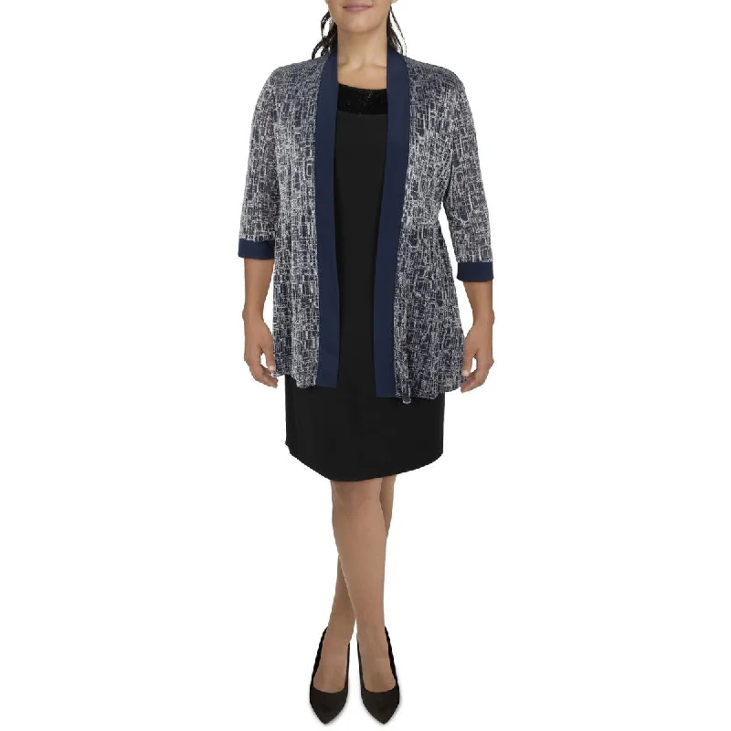 Fashionable sports R&M Richards Womens Knit Metallic Duster Blazer