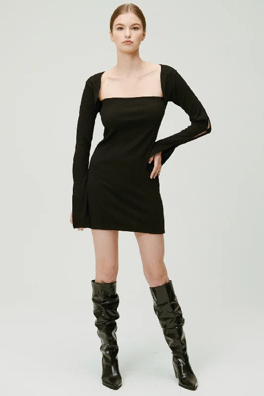 Ultra-lightweight Ayn Square Neck Ribbed Dress