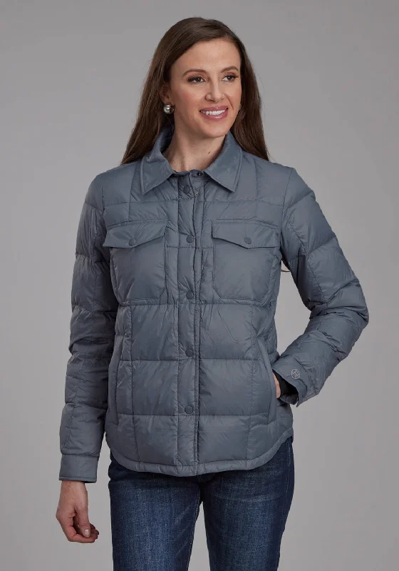 Sports Tights Roper Womens Down Filled Shirt Silver Blue 100% Nylon Softshell Jacket