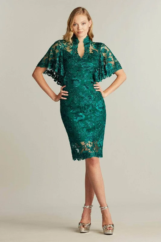 Street Vertical And Horizontal Design Tadashi Shoji BRX20385MX - Laced Cape Cocktail Dress Street Vertical And Horizontal Design Tadashi Shoji BRX20385MX - Laced Cape Cocktail Dress